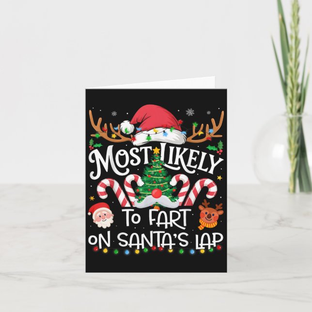 Tarjeta Most Likely To Fart On Santa's Lap Family Matching (Anverso)