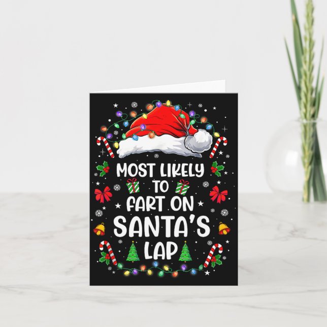 Tarjeta Most Likely To Fart On Santa's Lap Family Matching (Anverso)