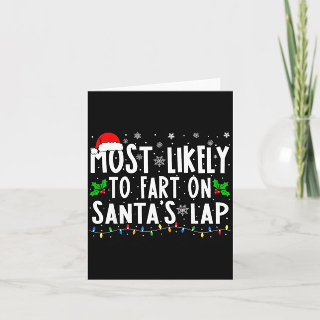 Tarjeta Most Likely To Fart On Santas Lap Family Matching  (Anverso)