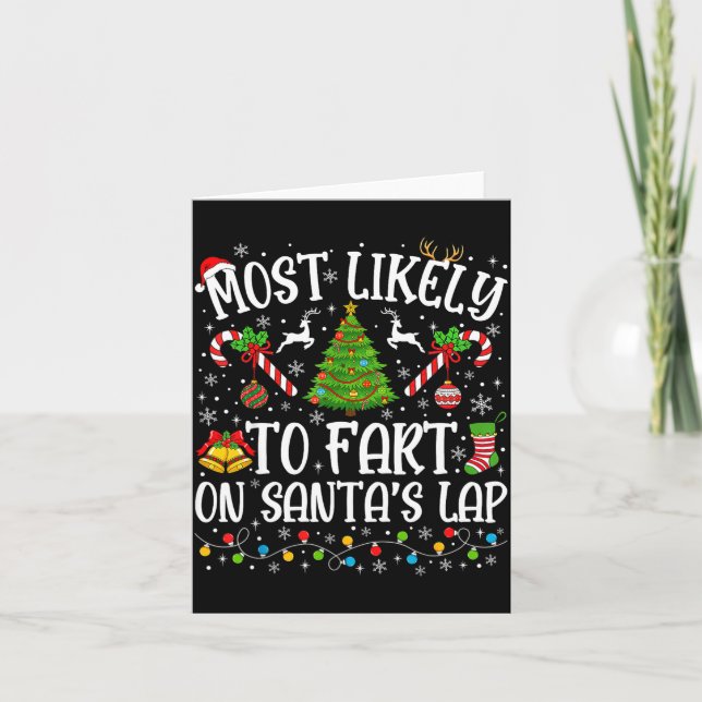 Tarjeta Most Likely To Fart On Santa's Lap Family Matching (Anverso)