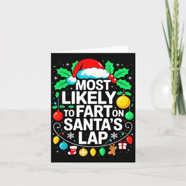 Tarjeta Most Likely To Fart On Santa's Lap Family Matching (Anverso)