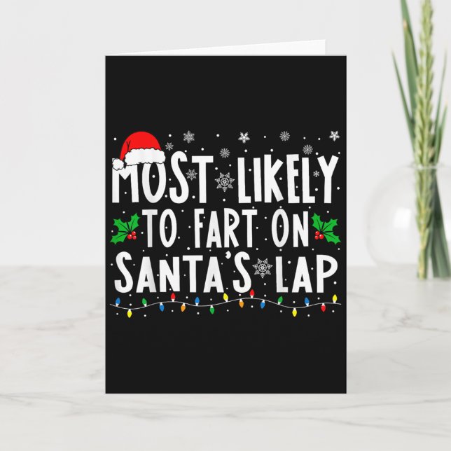 Tarjeta Most Likely To Fart On Santas Lap Family Matching  (Anverso)