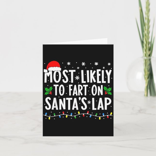 Tarjeta Most Likely To Fart On Santa's Lap Family Matching (Anverso)
