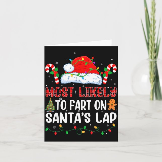 Tarjeta Most Likely To Fart On Santa's Lap Family Matching (Anverso)