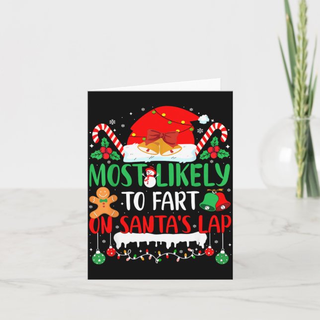 Tarjeta Most Likely To Fart On Santa's Lap Family Matching (Anverso)