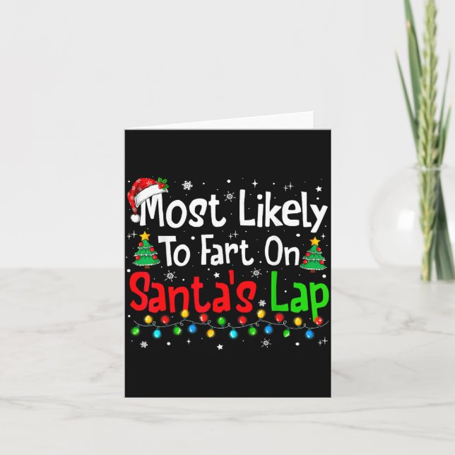 Tarjeta Most Likely To Fart On Santa's Lap Family Matching (Anverso)