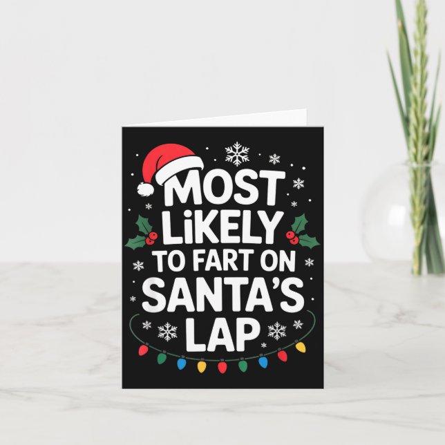 Tarjeta Most Likely To Fart On Santa's Lap Family Matching (Anverso)