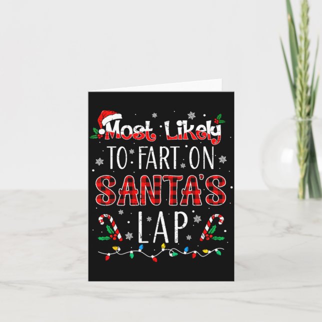 Tarjeta Most Likely To Fart On Santa's Lap Family Matching (Anverso)