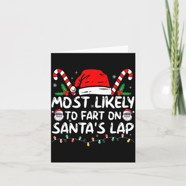 Tarjeta Most Likely To Fart On Santa's Lap Family Matching (Anverso)