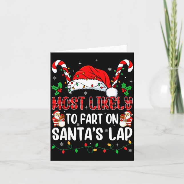 Tarjeta Most Likely To Fart On Santa's Lap Family Matching (Anverso)