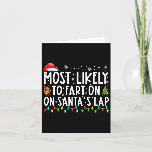 Tarjeta Most Likely To Fart On Santas Lap Funny Christmas  (Anverso)