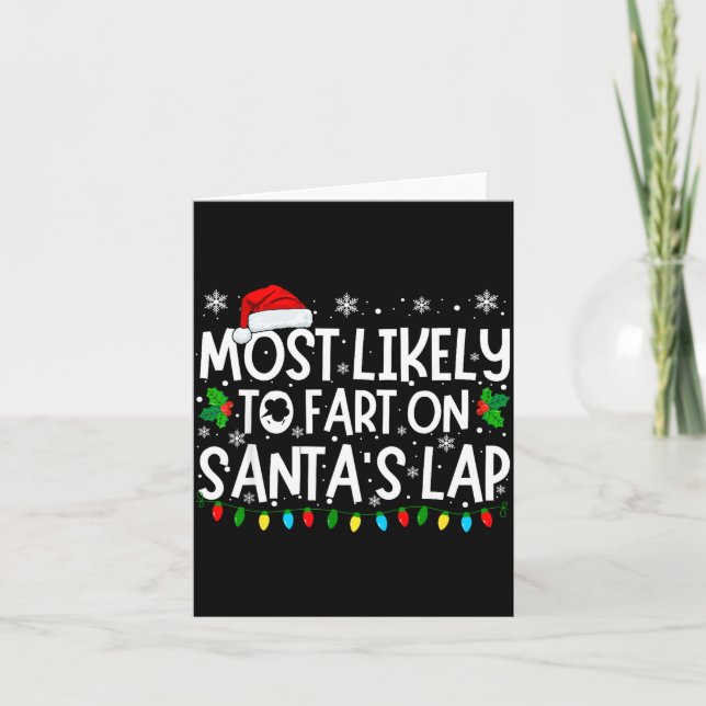Tarjeta Most Likely To Fart On Santa's Lap Funny Christmas (Anverso)