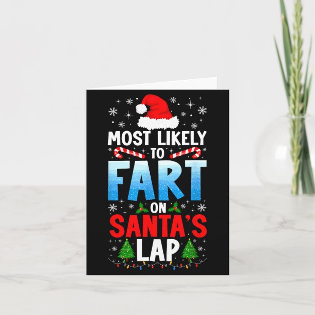 Tarjeta Most Likely To Fart On Santa's Lap Funny Embarring (Anverso)