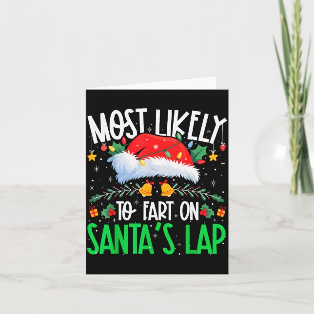 Tarjeta Most Likely To Fart On Santa's Lap Funny Matching  (Anverso)