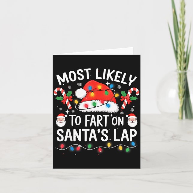 Tarjeta Most Likely To Fart On Santa's Lap Matching Family (Anverso)