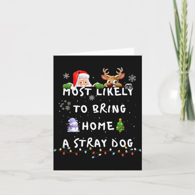 Tarjeta Most Likely To Funny Stray Dog Christmas Pajamas F (Anverso)