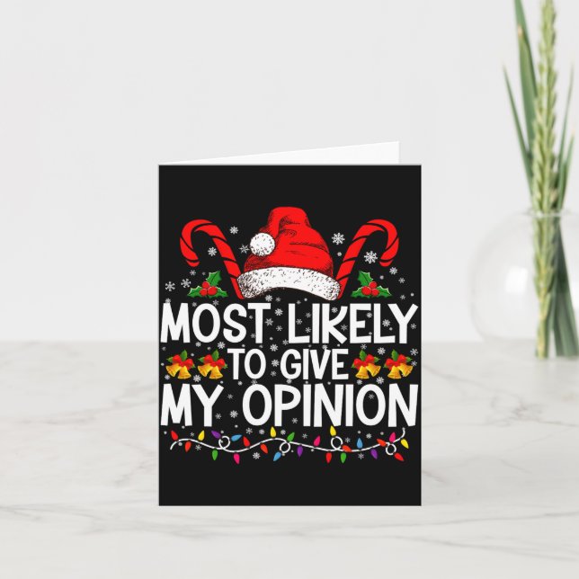 Tarjeta Most Likely To Give My Onion Funny Christmas  (Anverso)