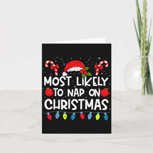 Tarjeta Most Likely To Nap On Christmas Family Crew Christ (Anverso)