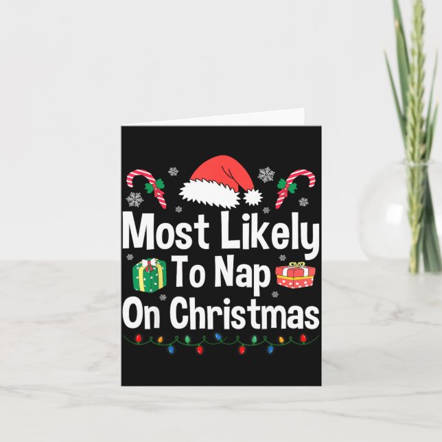 Tarjeta Most Likely To Nap On Christmas Family Funny Match (Anverso)