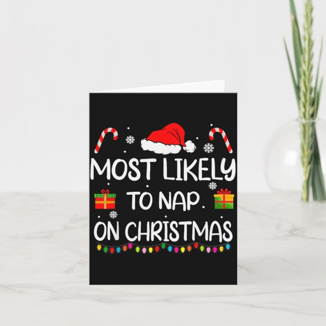 Tarjeta Most Likely To Nap On Christmas Family Funny Match (Anverso)