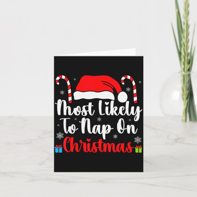 Tarjeta Most Likely To Nap On Christmas Family Funny Match (Anverso)