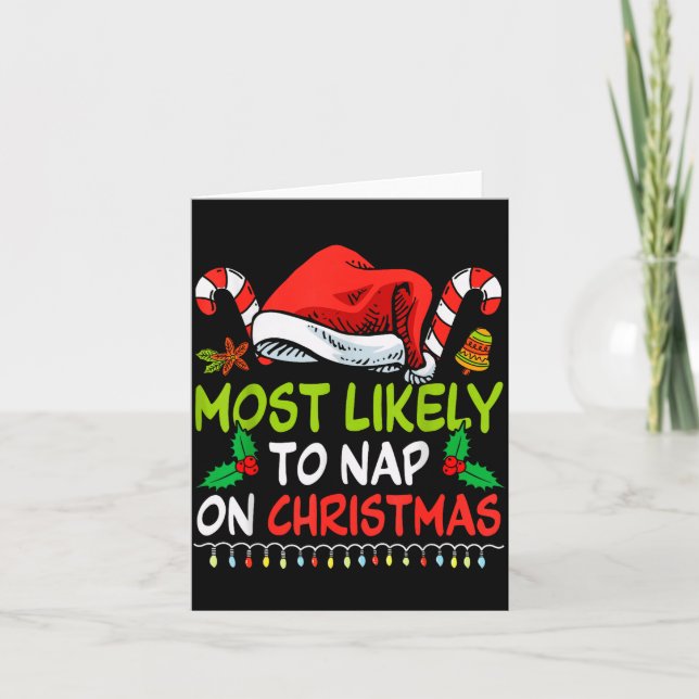 Tarjeta Most Likely To Nap On Christmas Family Funny Match (Anverso)