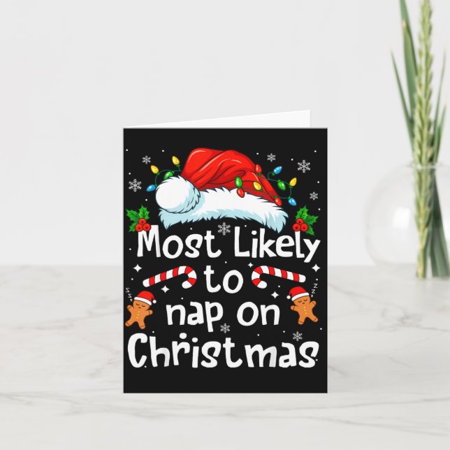 Tarjeta Most Likely To Nap On Christmas Funny Family Match (Anverso)
