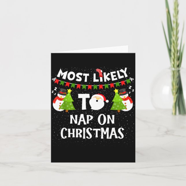 Tarjeta Most Likely To Nap On Christmas Funny Family Match (Anverso)