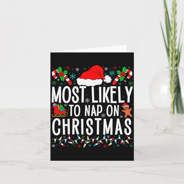 Tarjeta Most Likely To Nap On Christmas Funny Matching Fam (Anverso)