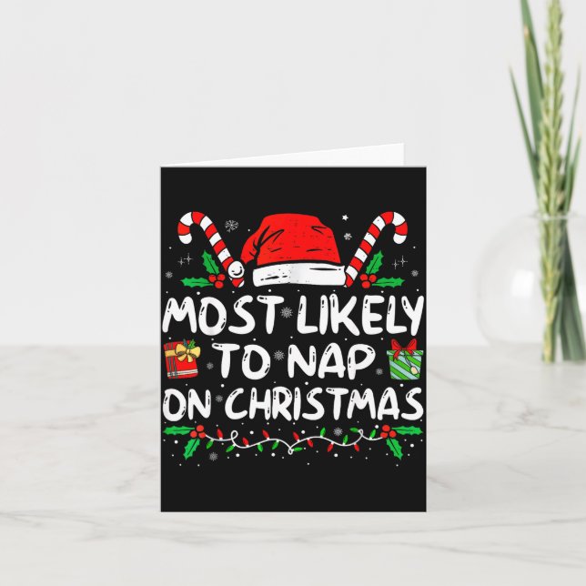 Tarjeta Most Likely To Nap On Christmas Funny Matching Fam (Anverso)