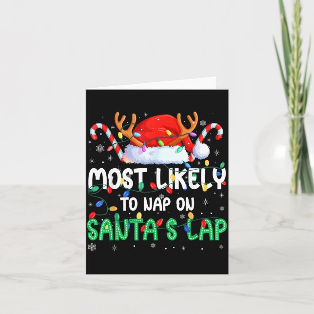 Tarjeta Most Likely To Nap On Santa's Lap Christmas Pajama (Anverso)