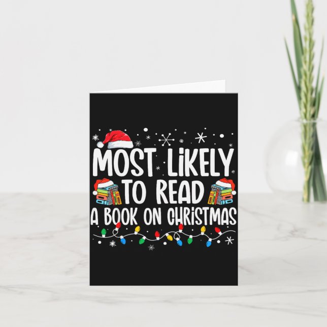 Tarjeta Most Likely To Read A Book On Christmas Matching F (Anverso)