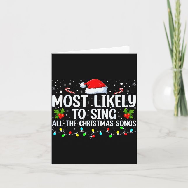 Tarjeta Most Likely To Sing All The Christmas Songs Family (Anverso)