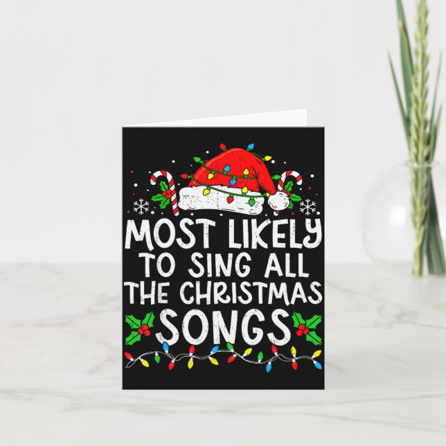 Tarjeta Most Likely To Sing All The Christmas Songs Matchi (Anverso)