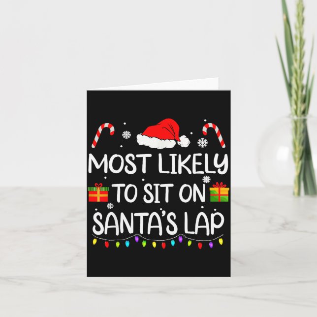 Tarjeta Most Likely To Sit On Santa's Lap Christmas Family (Anverso)