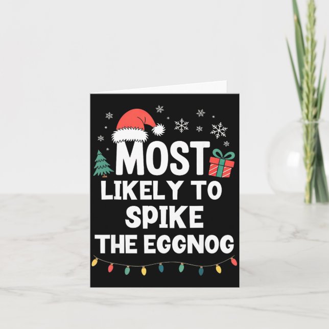 Tarjeta Most Likely To Ske The Eggnog Christmas Funny Xmas (Anverso)