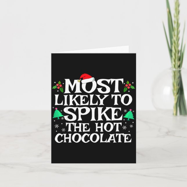 Tarjeta Most Likely To Ske The Hot Chocolate Funny Christm (Anverso)