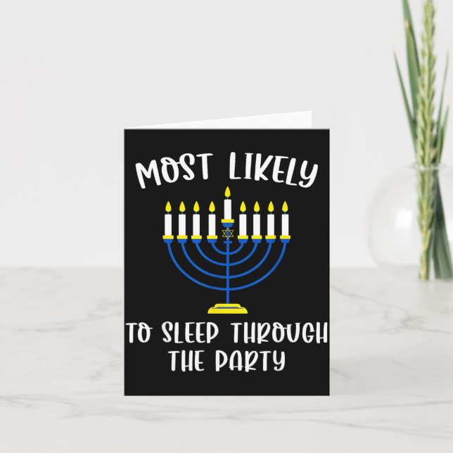 Tarjeta Most Likely To Sleep Through Party Hanukkah Group  (Anverso)