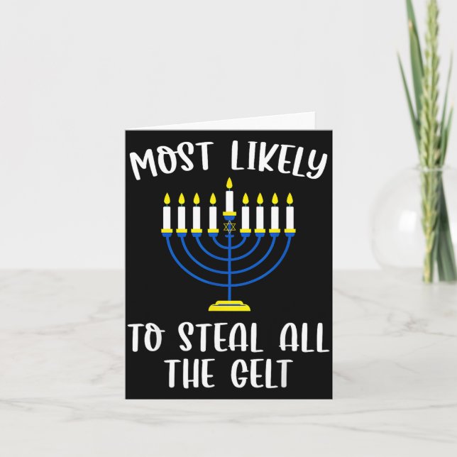 Tarjeta Most Likely To Steal All The Gelt Hanukkah Group M (Anverso)