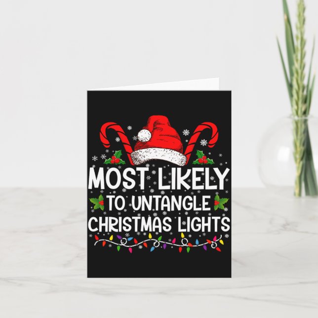 Tarjeta Most Likely To Untangle Christmas Lights Matching  (Anverso)