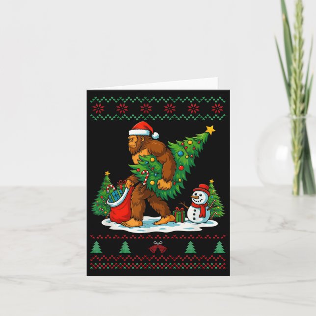 Tarjeta Most Wonderful Christmas Bigfoot Christmas Tree Li (Anverso)
