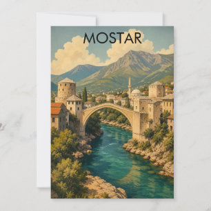 Tarjeta Mostar Bosnia Puente Viejo Stari Viajes Antiguos