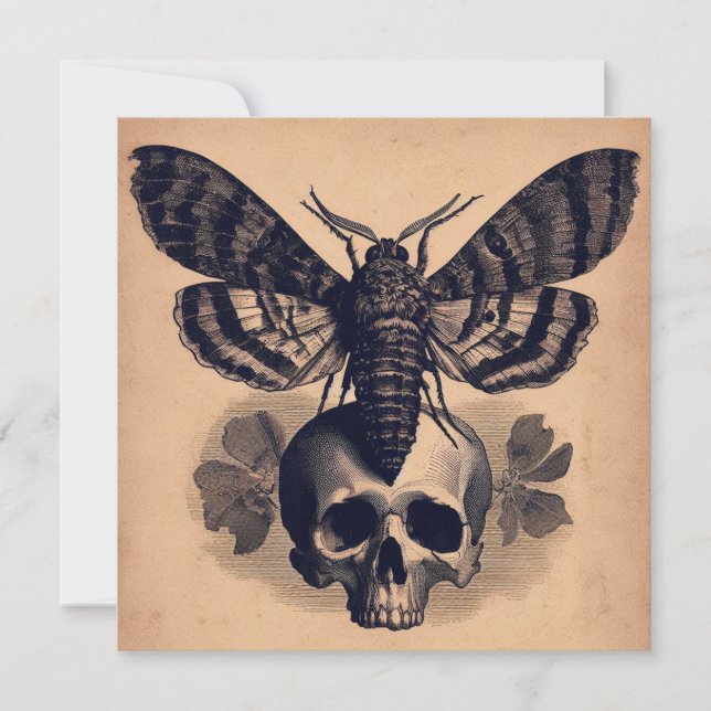 Tarjeta Moth sobre el Ilustracion del horror de las antigü (Anverso)