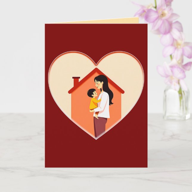 Tarjeta Mother and Child Love Illustration – Warm Family (Orquídea)