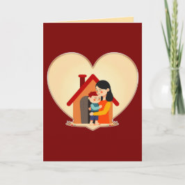 Tarjeta Mother and Child Love Illustration – Warm Family