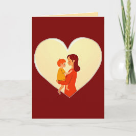 Tarjeta Mother and Child Love Illustration – Warm Family