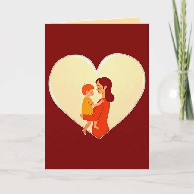 Tarjeta Mother and Child Love Illustration – Warm Family (Anverso)