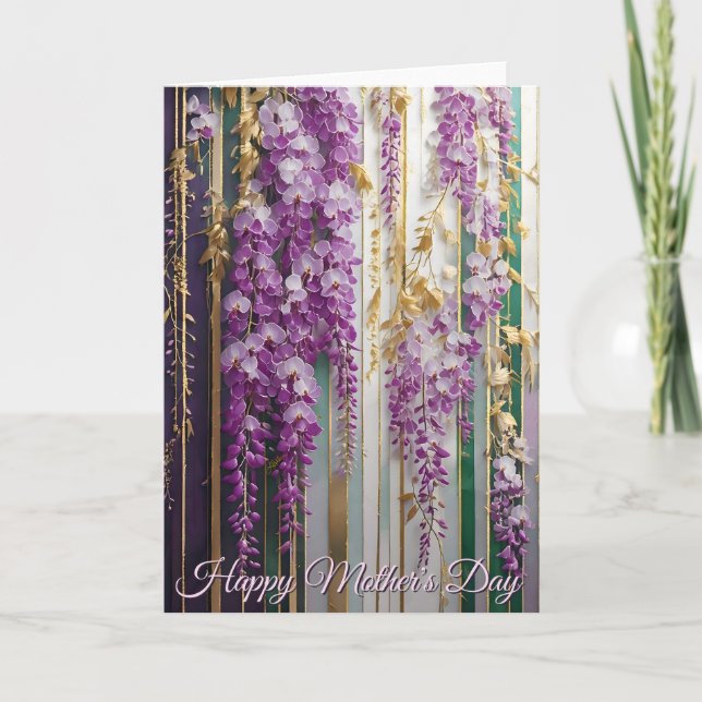 Tarjeta  Mother's Day Blooming Wallpaper Violet Wisteria (Anverso)