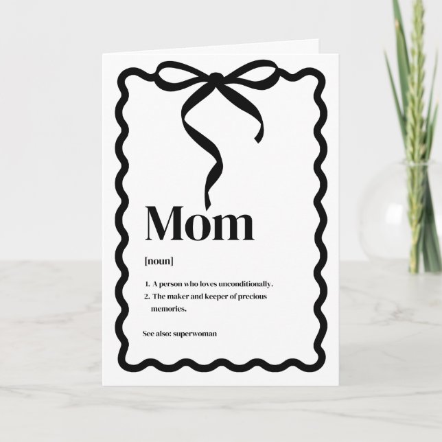 Tarjeta Mother's Day Card; Mom "Noun" (Anverso)