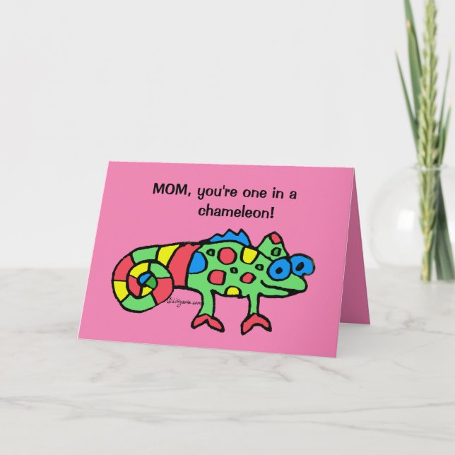 Tarjeta Mother's Day Chameleon Pink Card (Anverso)